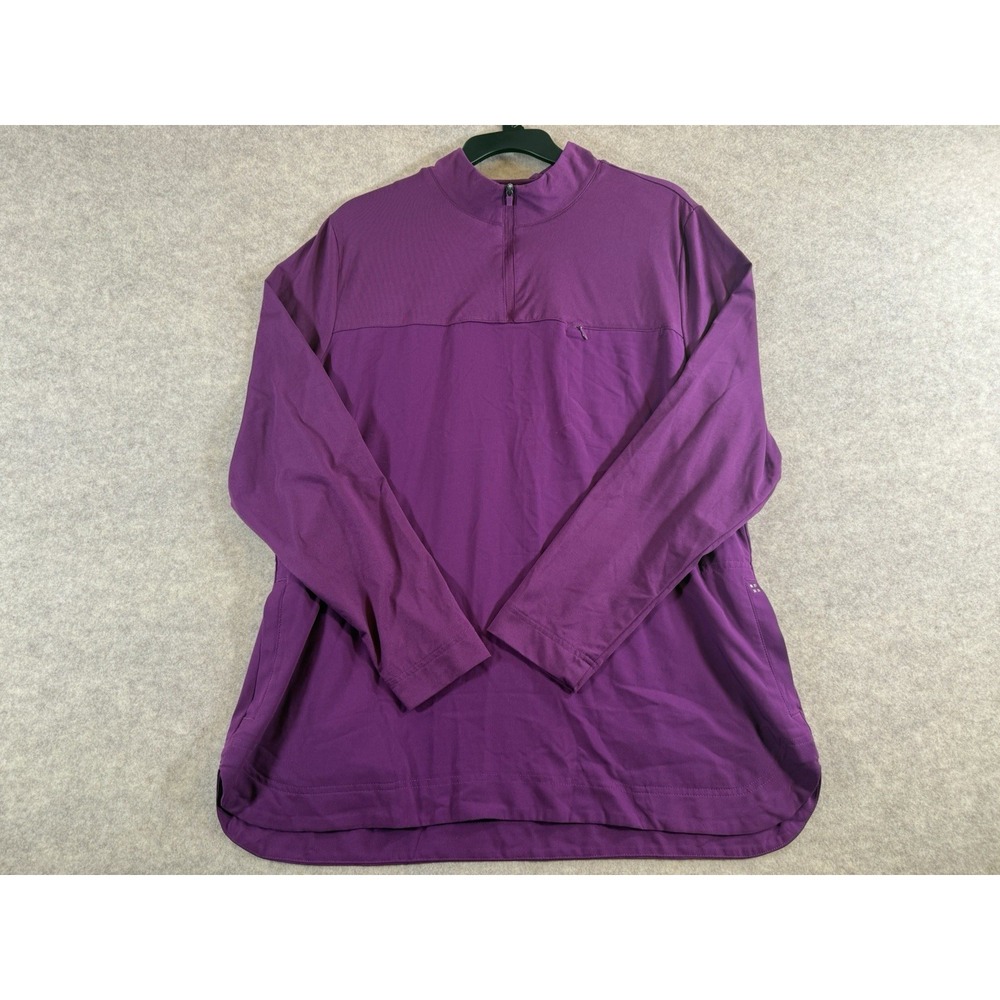 White‎ Cross CRFT Women Purple Quarter Zip Scrub Top XL LS Fluid Repellant
